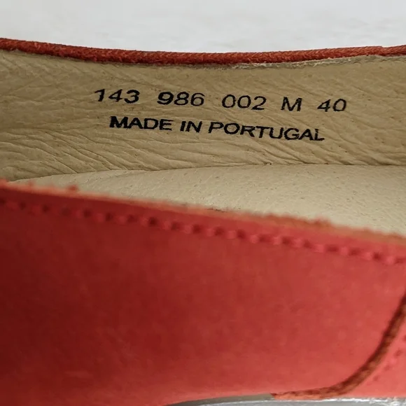 FLY London Suede Peep Toe Beveled Metallic Heel Burnt Orange EU40 9-9.5 NWOB - Picture 16 of 16